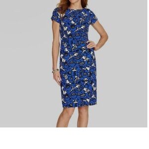 Talbots Blue Floral Sheath Dress Size 14W
